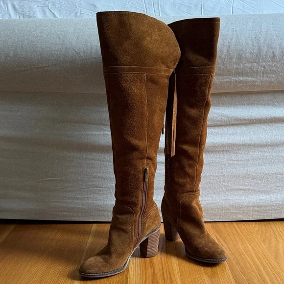 Franco Sarto Tan Suede Over the Knee Boots, 8M - Picture 1 of 8